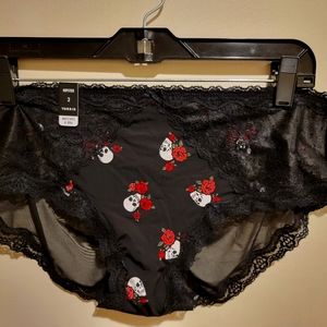 Torrid lace skull and roses panties.